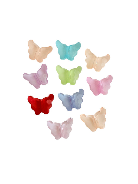 Small Acrylic Faceted Butterfly Beads • Random Mix of Transparent Colors • Butterfly Beads for Jewelry Making
