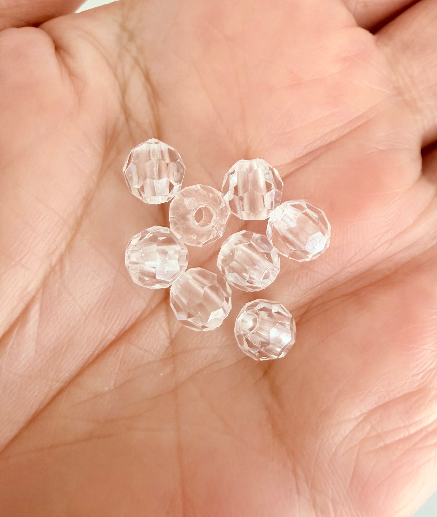 Faceted Plastic Beads • Clear & Pink • 6mm & 8mm