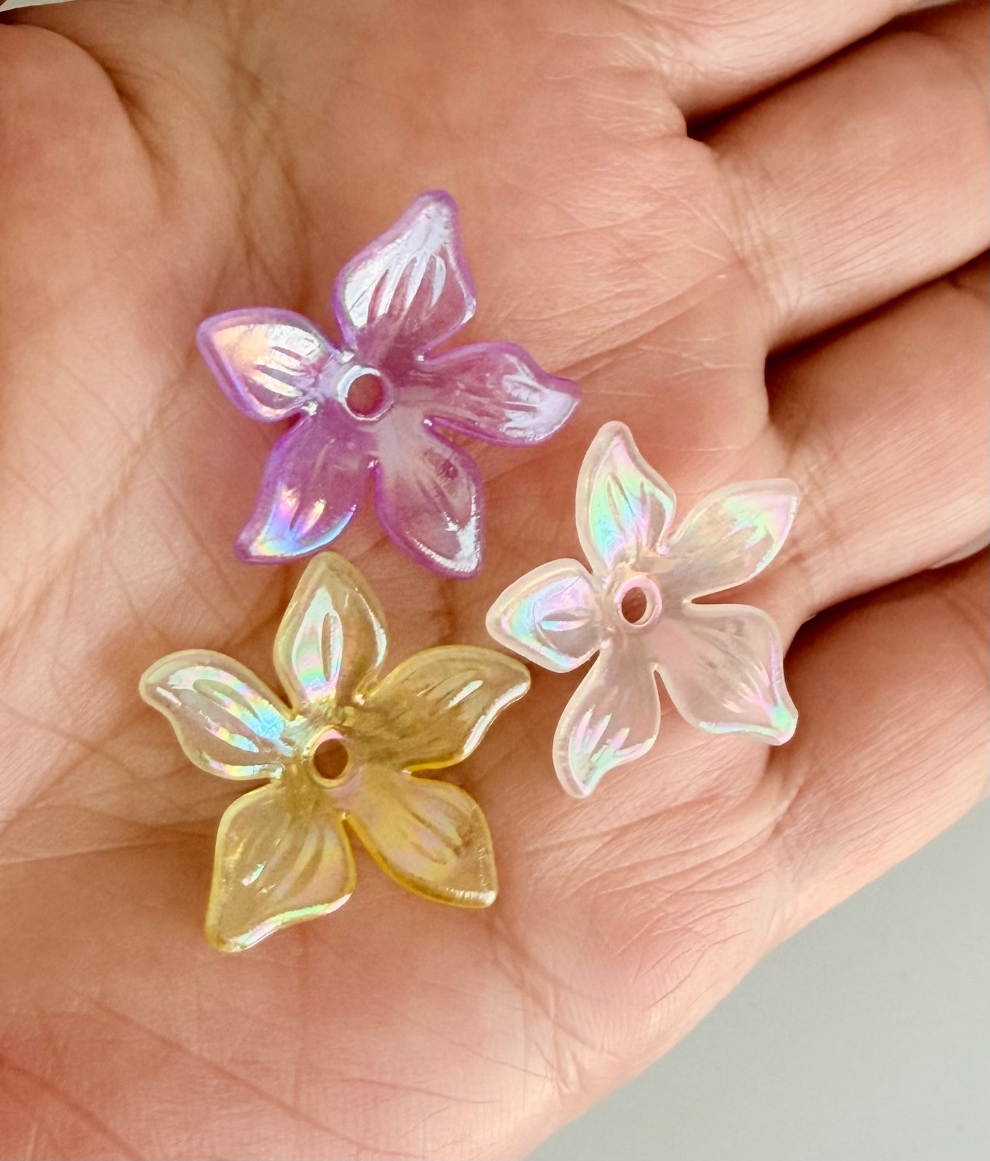 Mixed Color AB Transparent Bauhinia Flower Beads