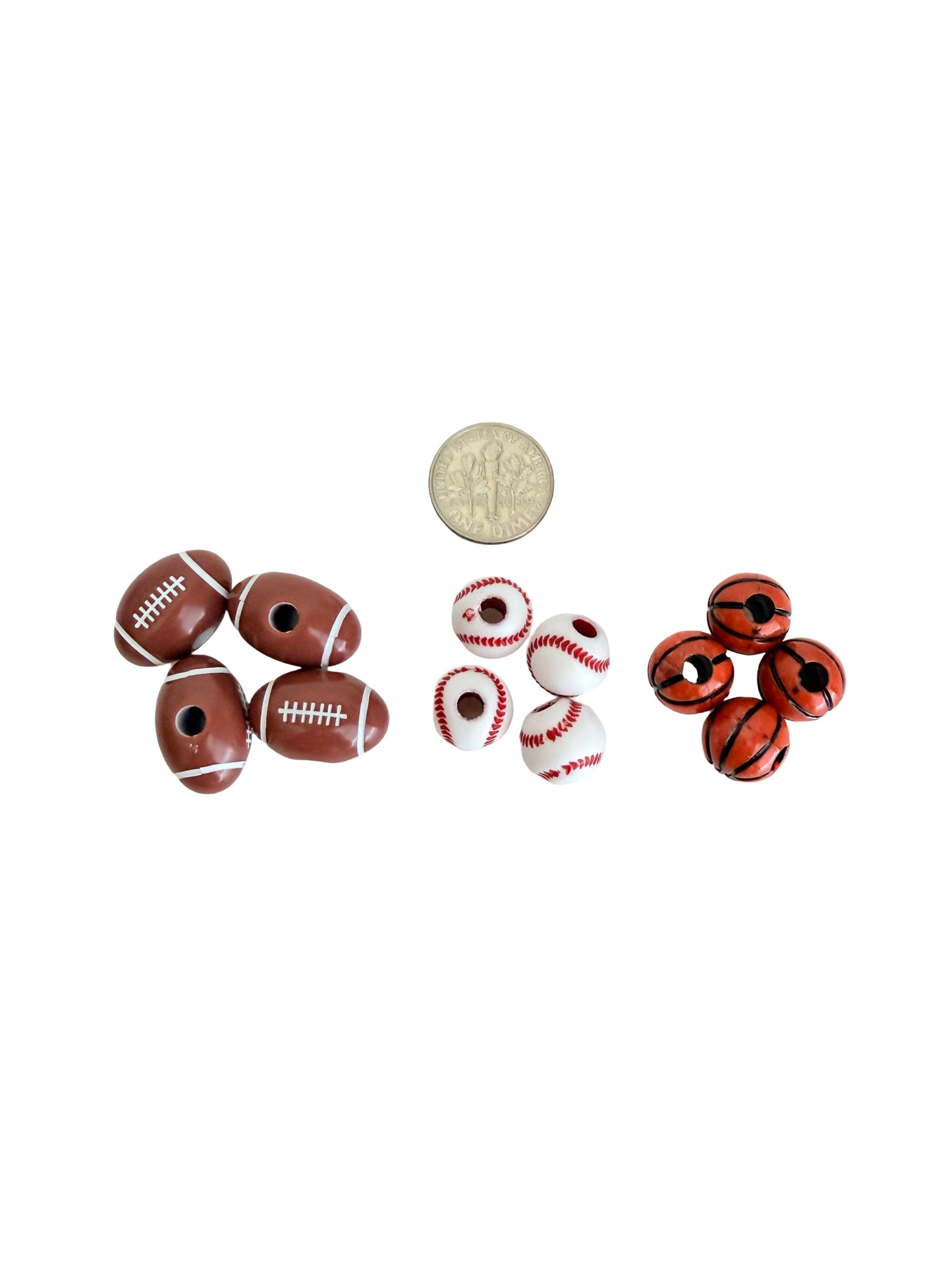Sports Acrylic Beads • Football, Baseball, Basketball • DIY Craft Jewelry Supplies