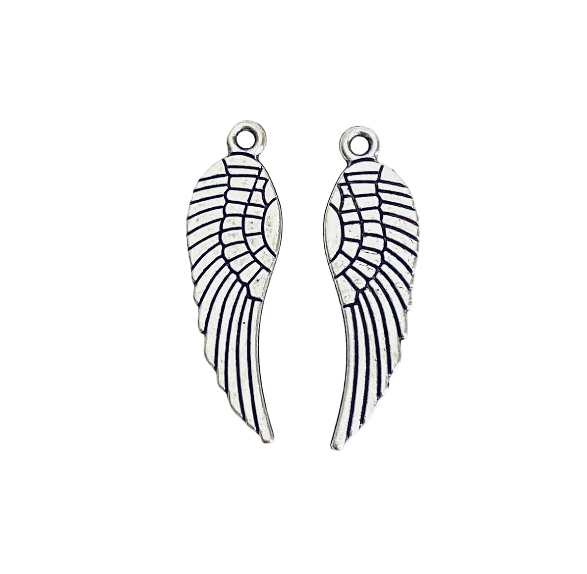Base Metal Angel Wing Charms (Plain or with Rose)
