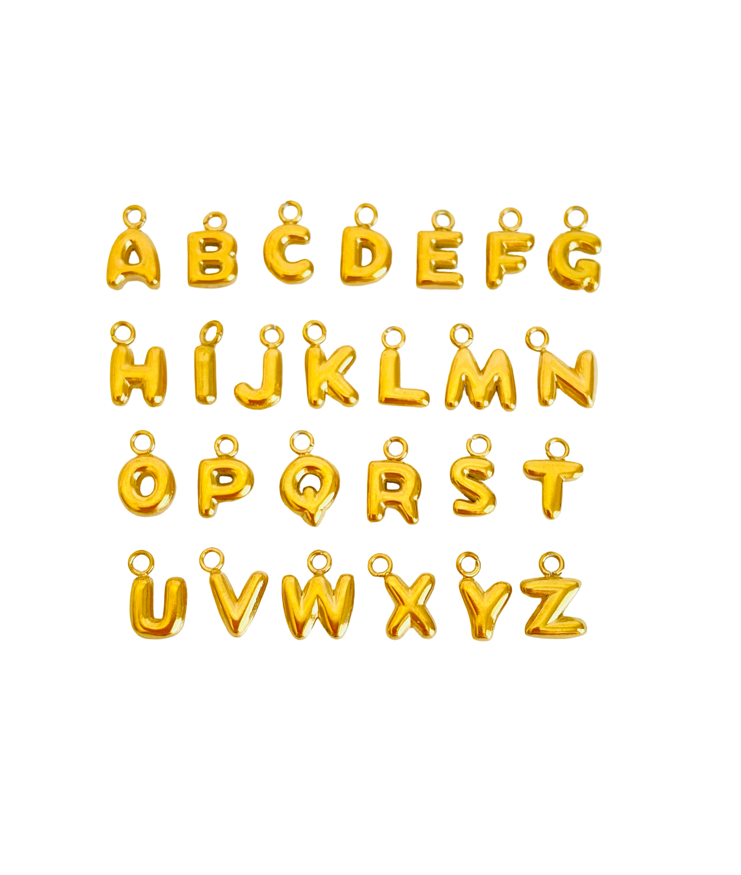 Small Stainless Steel Bubble Alphabet Letter Charm •  Mini Initial Charm for Necklaces, Bracelets & DIY Jewelry Making