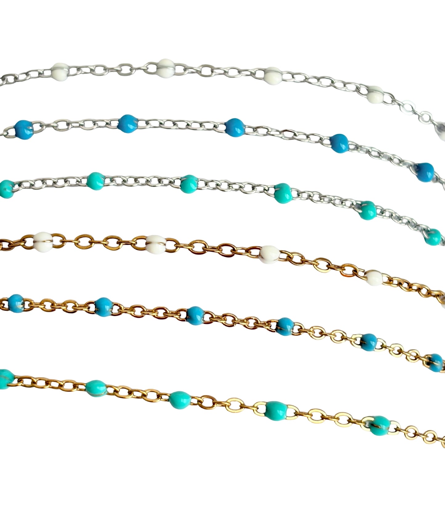 Enamel Cable Chain • Stainless Steel & Gold Over Stainless Steel • Sold by the Foot