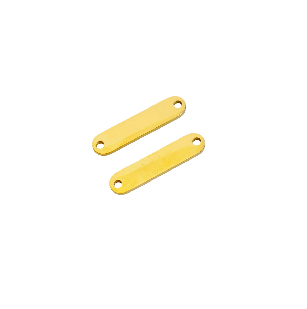 Polished Mini Oval Blank Bar Charm • 5mm x 22mm Stainless Steel or Gold Over Stainless Steel • Engravable Bar Pendant