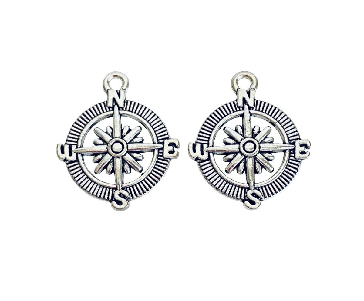 Base Metal Large Compass Charm
