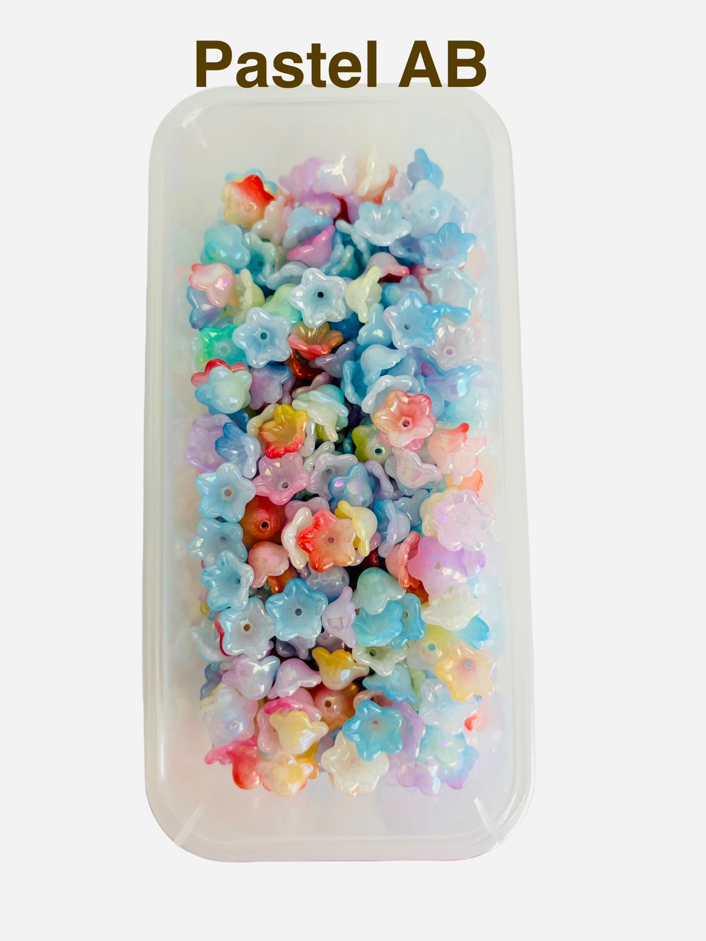 Acrylic Morning Glory Flower Beads • Pastel & Pastel AB Floral Beads for Jewelry Making, Lightweight Plastic Flower Beads