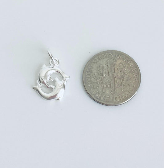 Sterling Silver Double Dolphin Charm