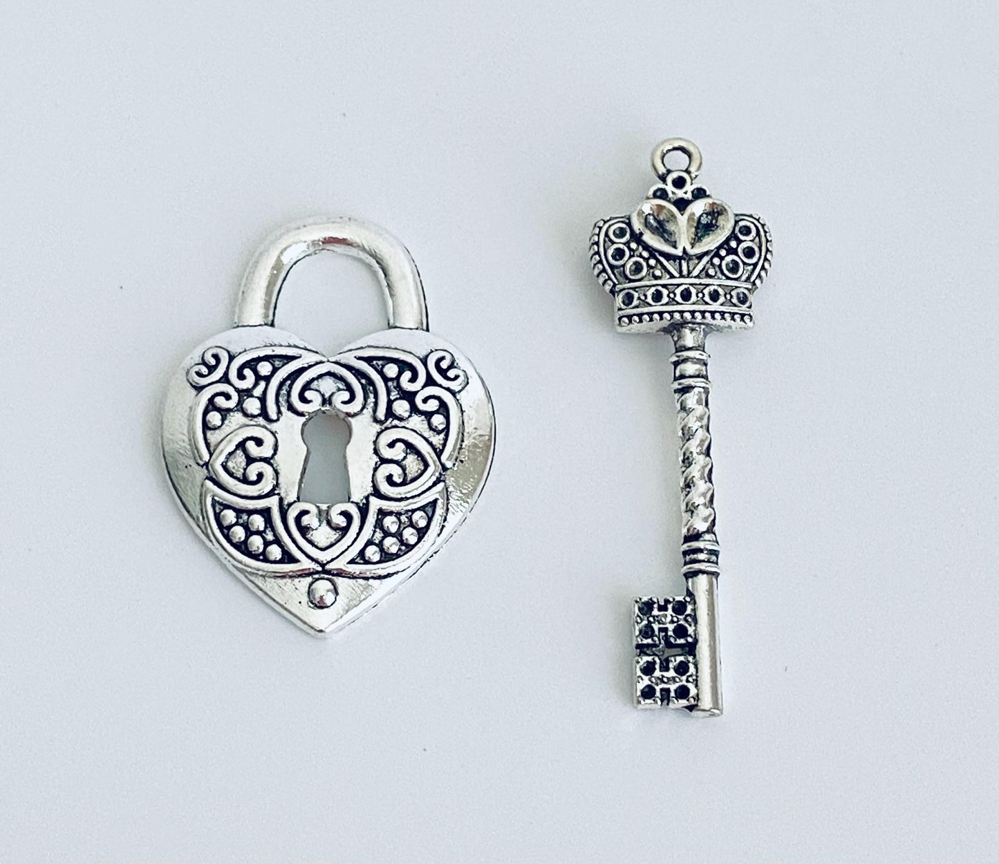 LARGE Heart Lock or Key Charm