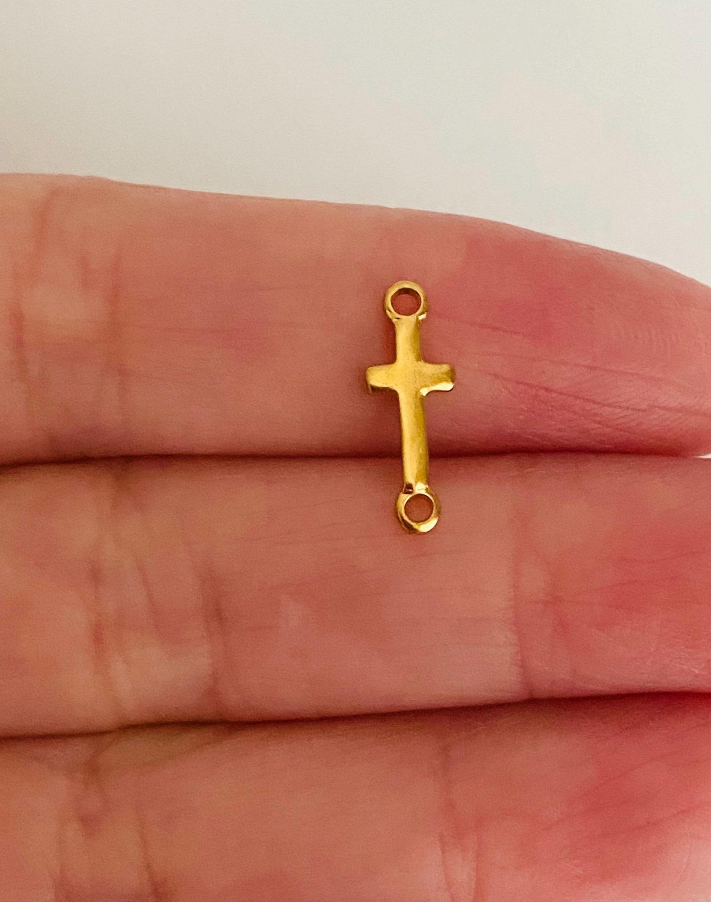 Slim Cross Connector Charm • Stainless Steel or Gold Over Stainless Steel Cross Connector for Bracelets, Necklaces & Jewelry Making