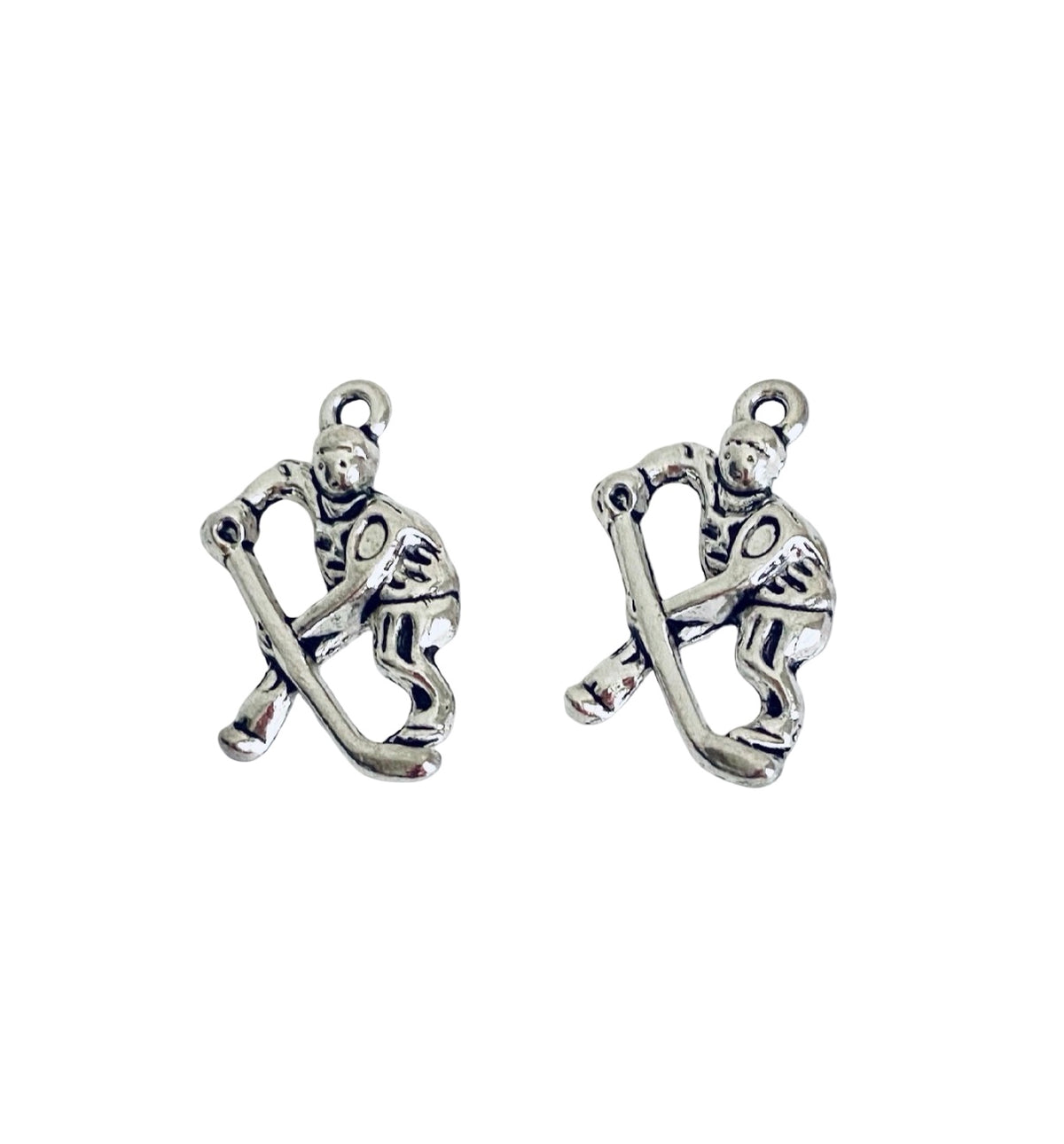 Base Metal Hockey Player Charm