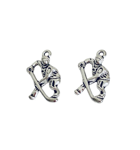 Base Metal Hockey Player Charm