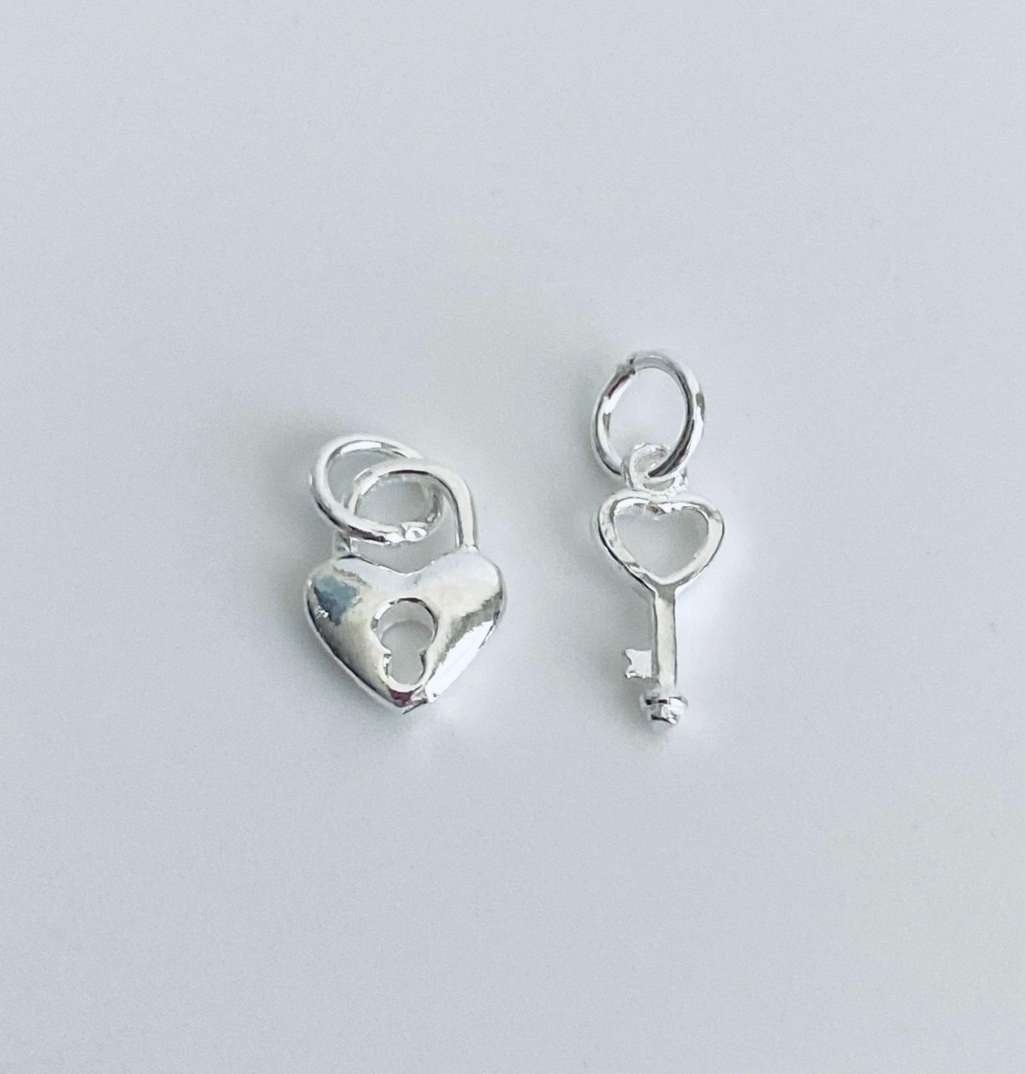 925 Sterling Silver Key & Lock Charm (2 pcs set)