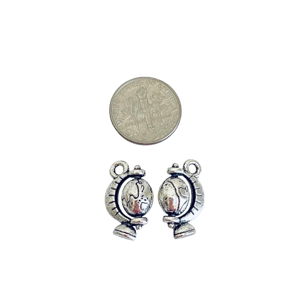 Base Metal World Globe Charm