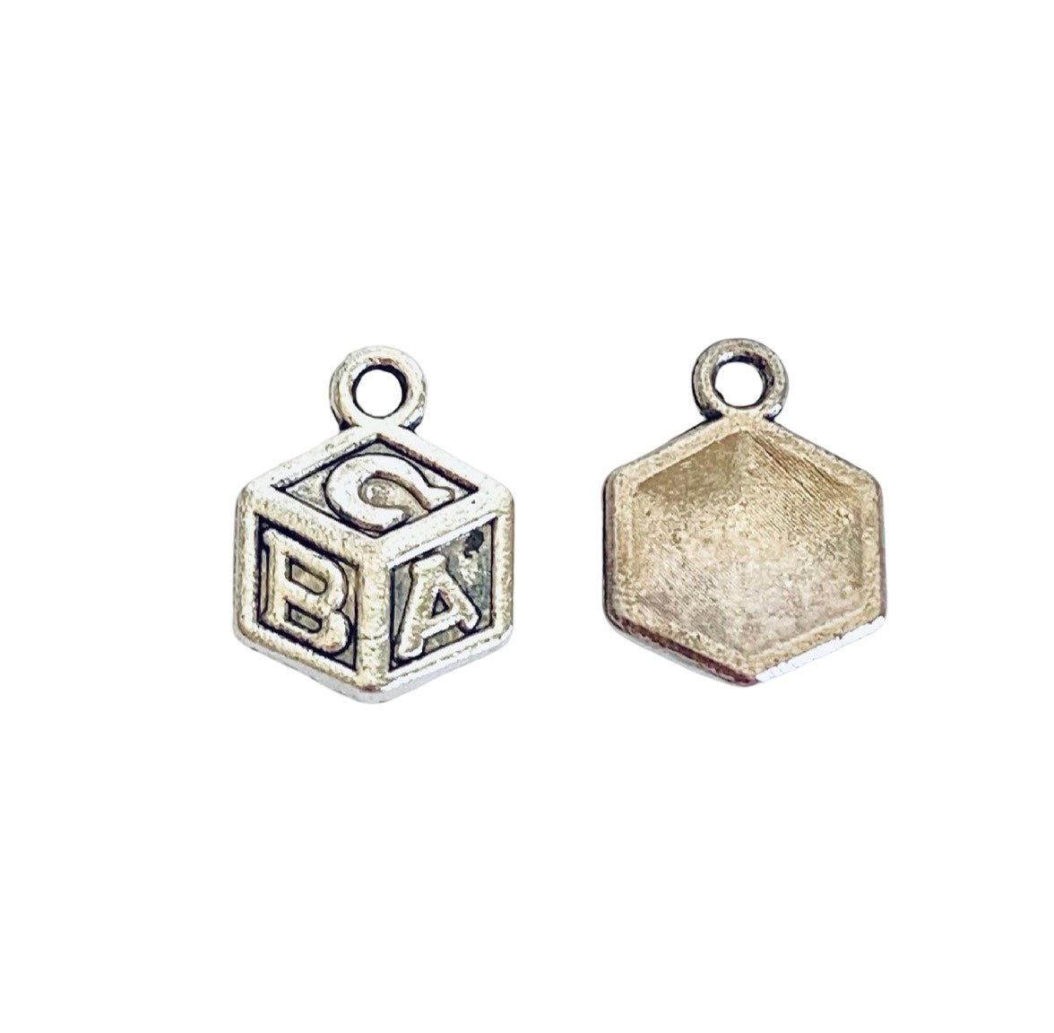 Base Metal Baby Alphabet Block Charms
