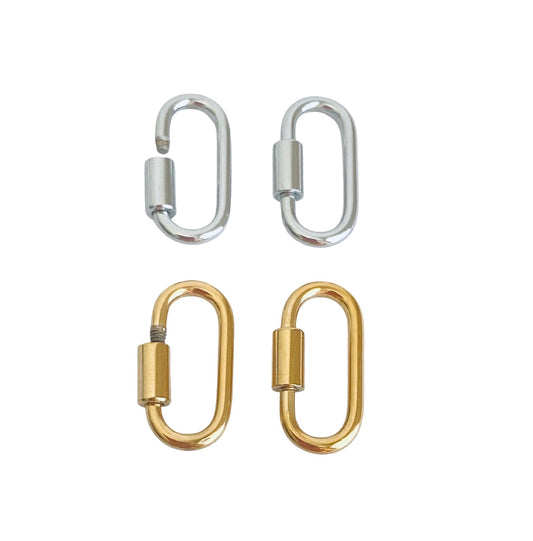 Oval Charm Holder Connector Clasp • Stainless Steel • Gold over Stainless Steel • Sold Individually