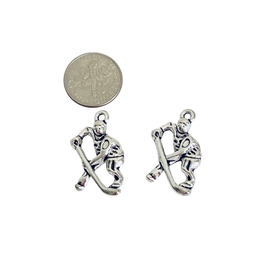 Base Metal Hockey Player Charm