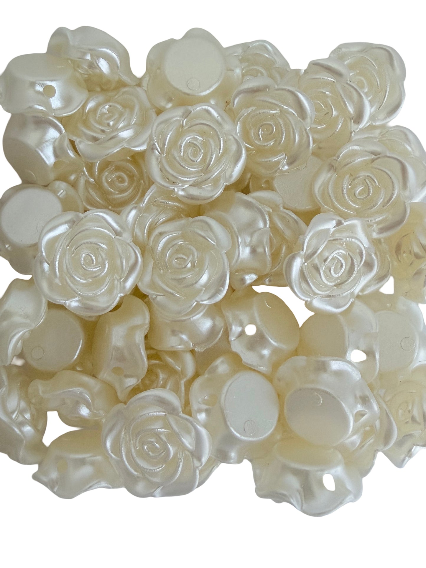 White Acrylic Rose Beads • Flower Beads for Jewelry Making DIY Craft Supplies