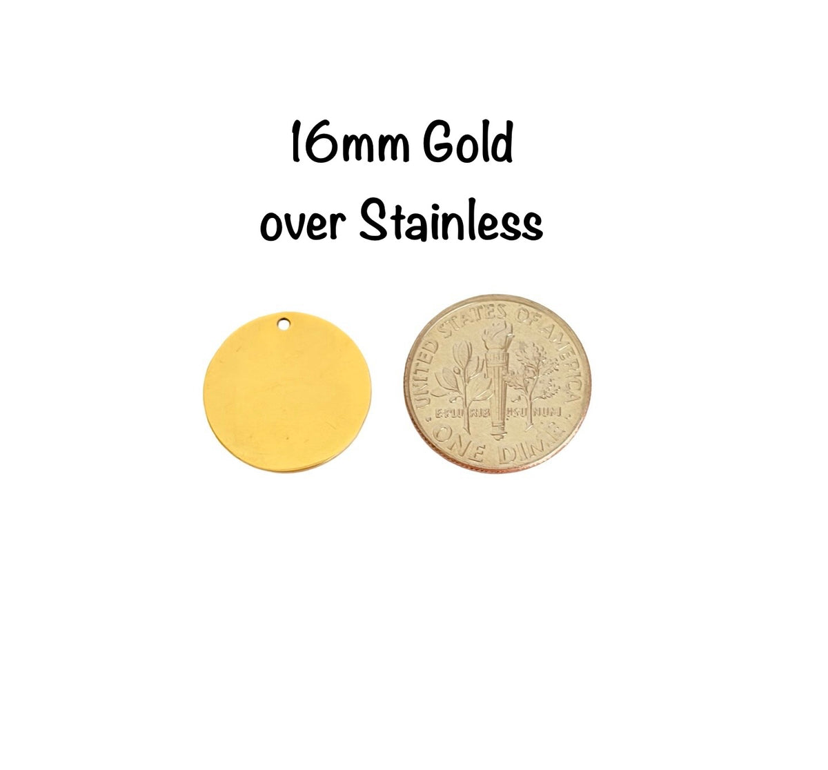 16mm Shiny Round Blanks • Stainless Steel • Gold over Stainless • Rose Gold over Stainless