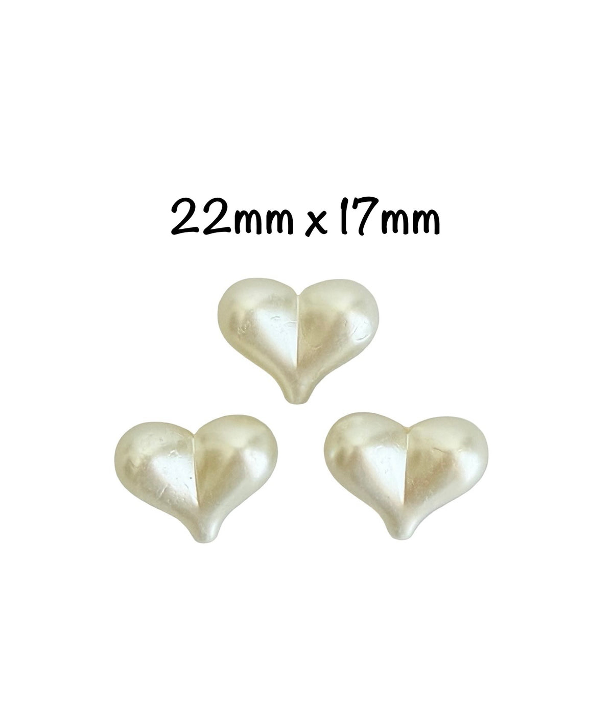 Faux Pearl Puffy Heart Beads • Acrylic Heart Beads for Jewelry Making • 2 Sizes