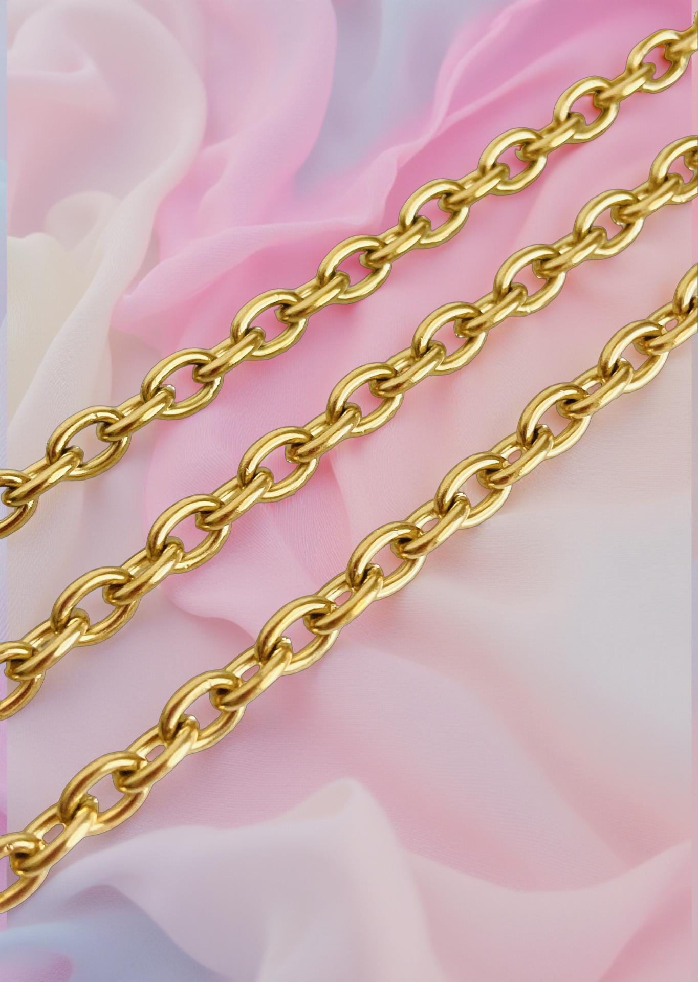 18K Gold Over Stainless Steel Oval Chain (4.5x6mm)