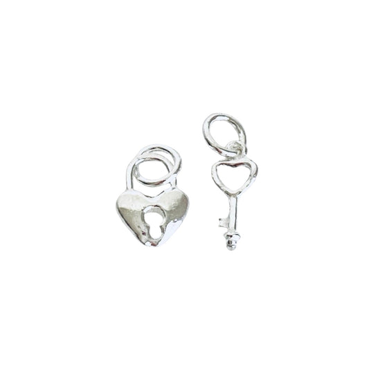 925 Sterling Silver Key & Lock Charm (2 pcs set)