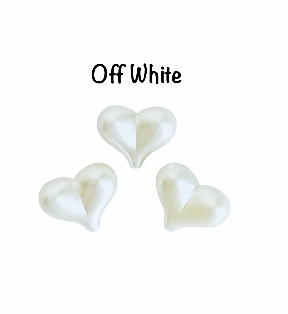 Faux Pearl Large Puffy Heart Beads • Off White or Light Gold Sheen • Heart Beads for Jewelry Making