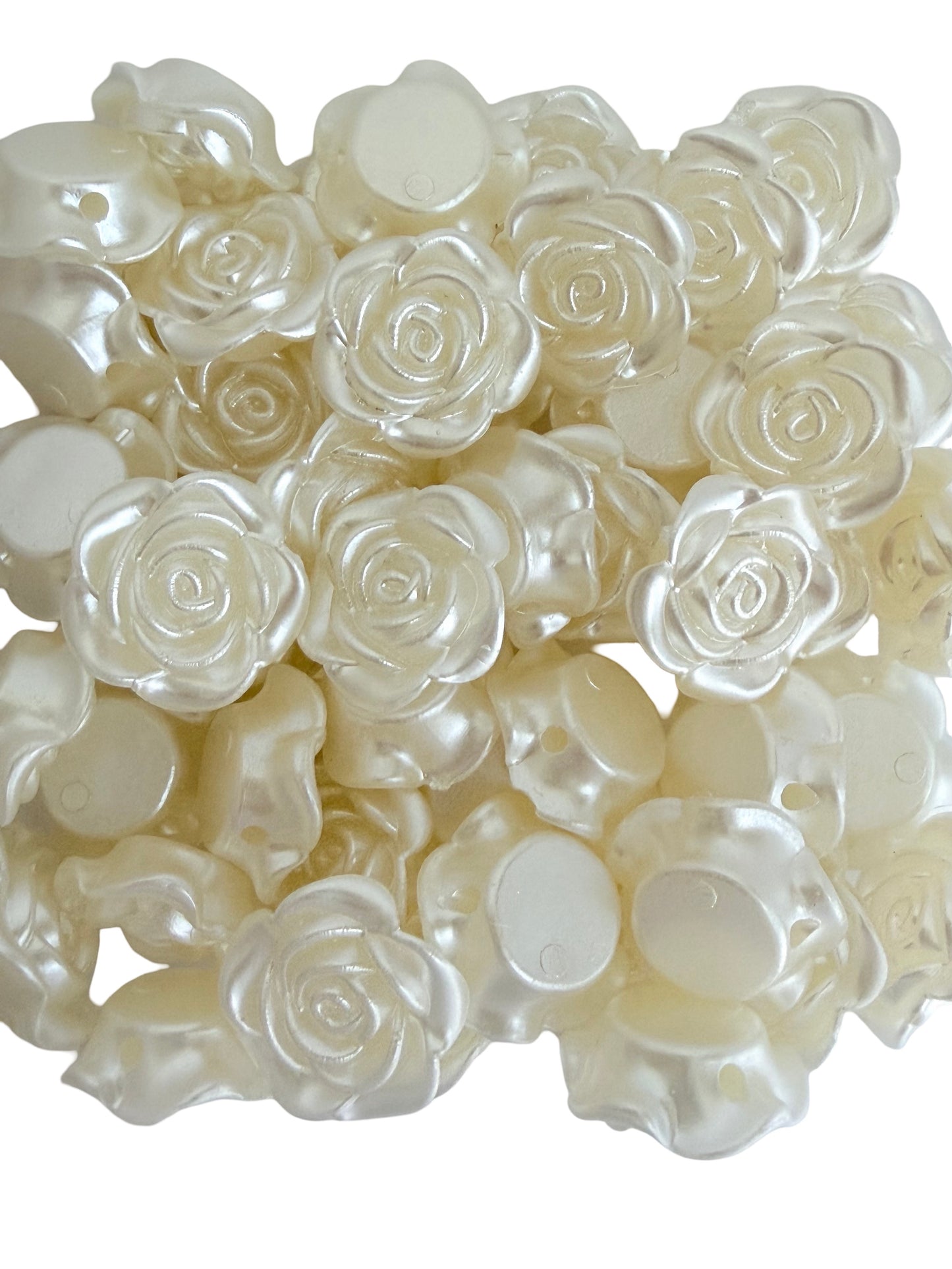 White Acrylic Rose Beads • Flower Beads for Jewelry Making DIY Craft Supplies