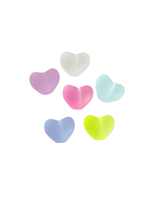 Small  Acrylic Puffy Heart Beads • Random Assortment of Matte Finish • Heart Beads for Jewelry Making