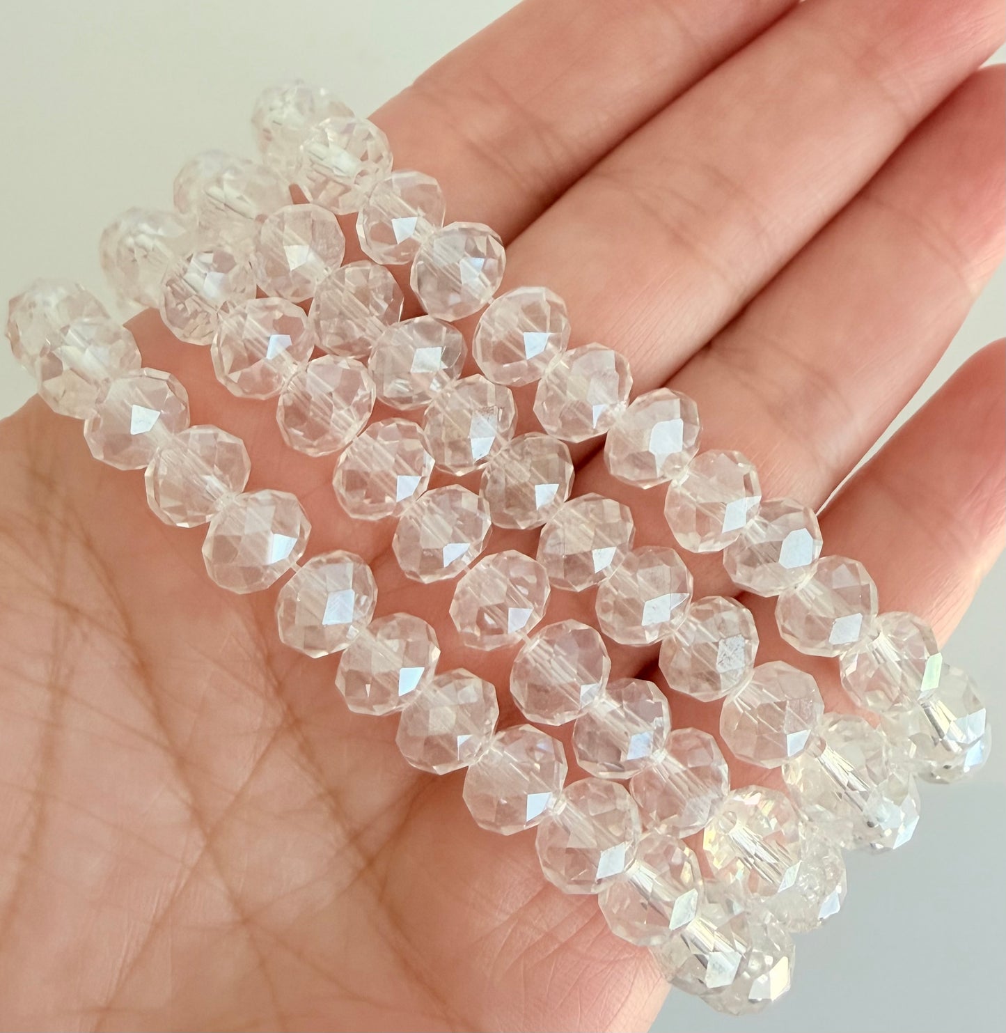 8mm Faceted Rondell Glass Crystal Beads