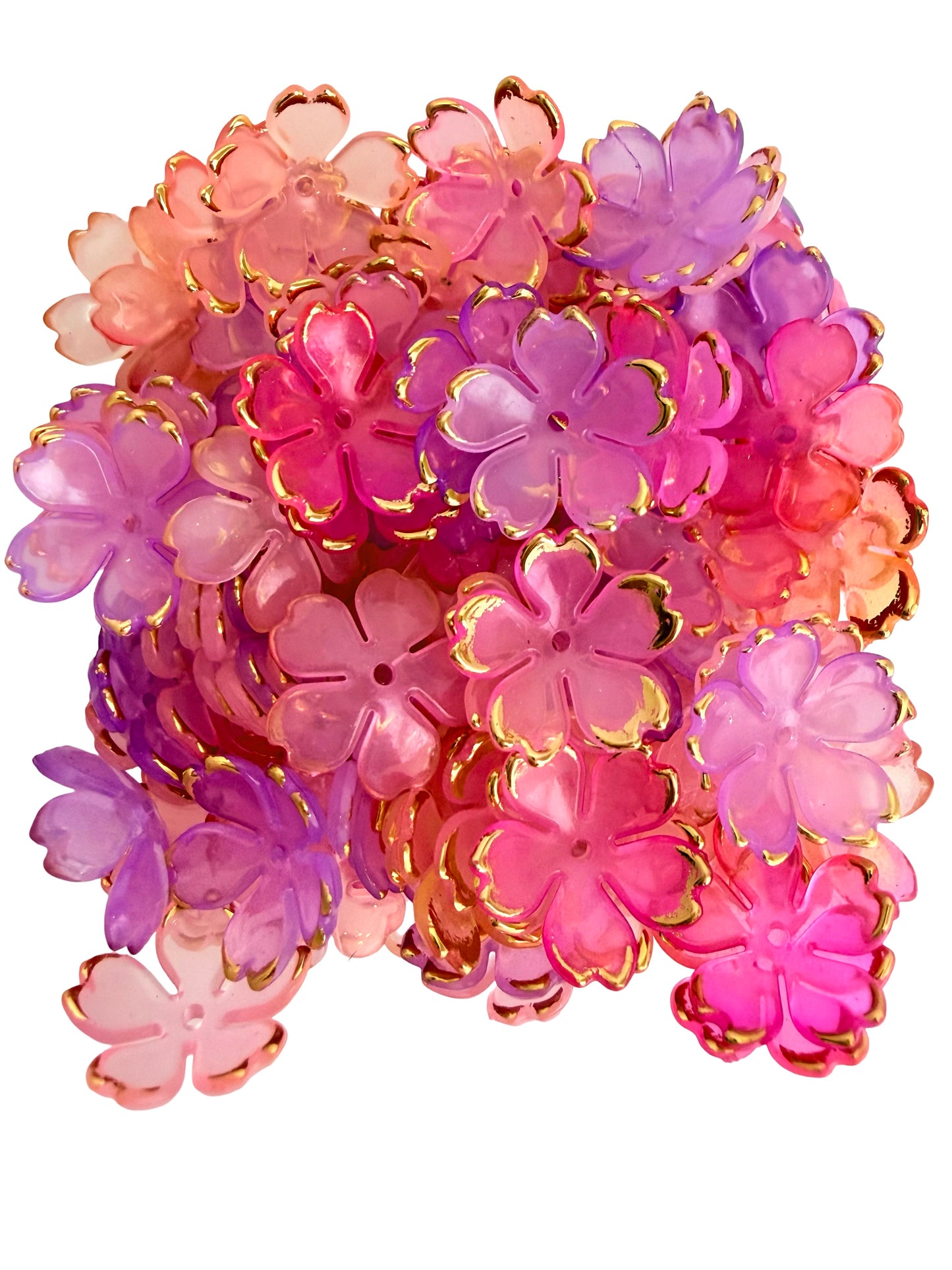 Mixed Pink Cherry Blossom Beads with Gold Trim