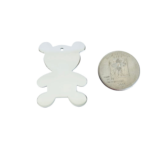Shiny Stainless Steel Bear Blanks • 40mm x 28mm