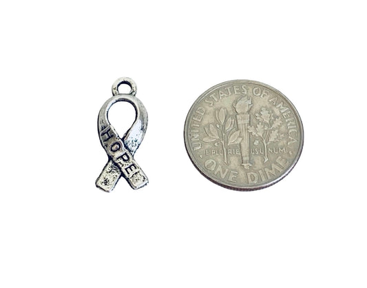 Base Metal Tiny Hope Ribbon Charm