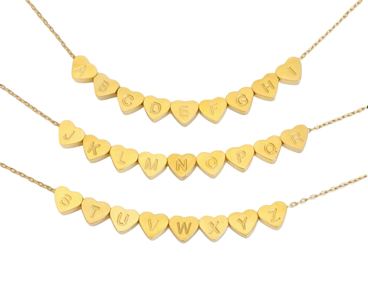 7mm Initial Heart Bead (A-Z) • Stainless Steel • Gold over Stainless Steel • Sold Individually