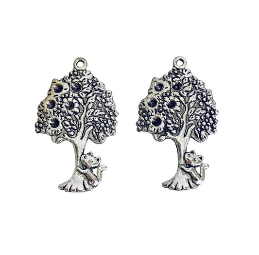 Base Metal Large Tree with Cat Charm