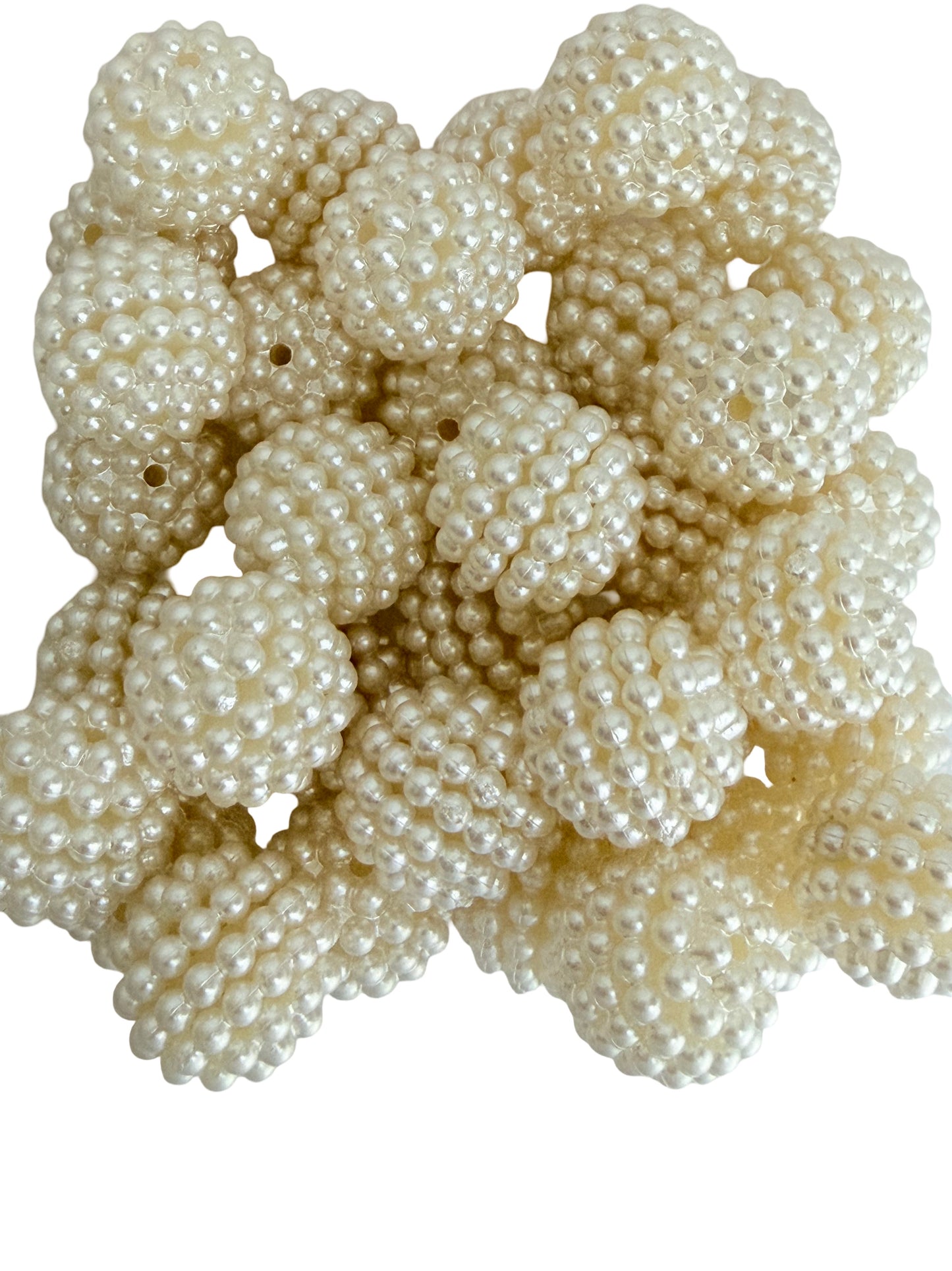 White Faux Pearl Waxberry Beads • Textured Acrylic Pearl-Like Beads for Jewelry Making