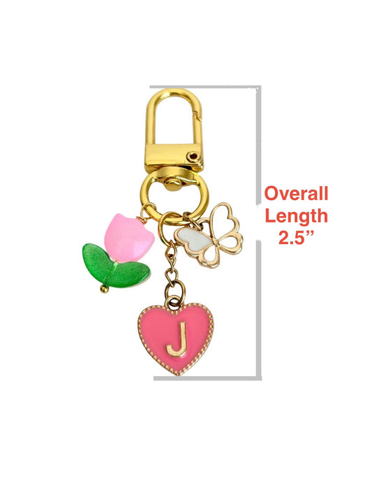Personalized Tulip Bag Charm with Initial • Butterfly • Cross Purse Charm