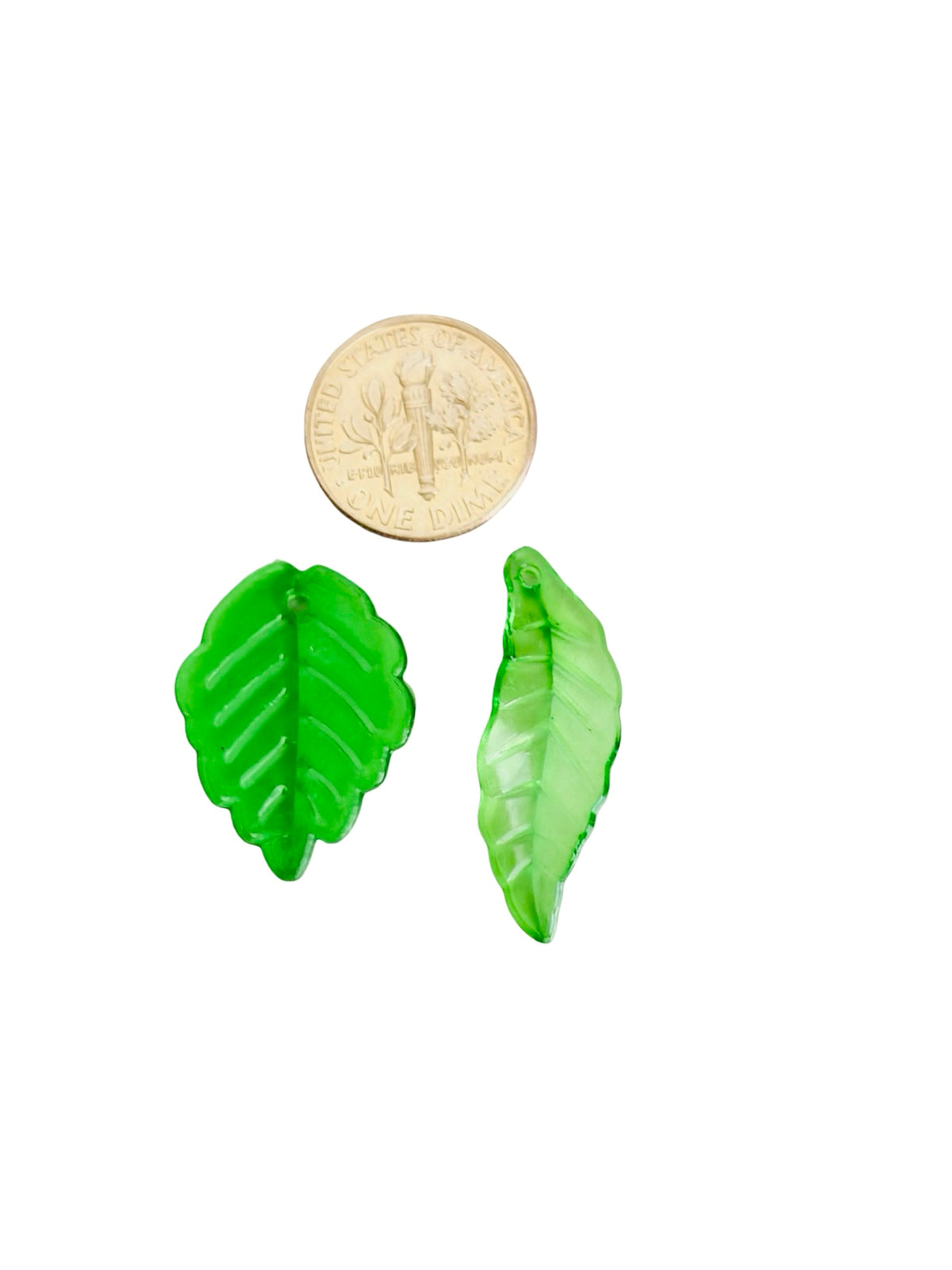 Acrylic Transparent Green Leaf Beads • Green Leaf Beads for Jewelry Making & Crafts • 17x24mm or 10x29mm