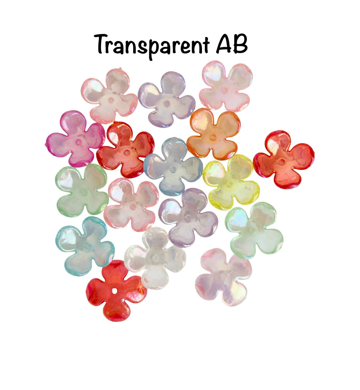 16mm Acrylic Hydrangea Flower Petal Beads (4-Petal) • Pearl-like • Random Mix Colors