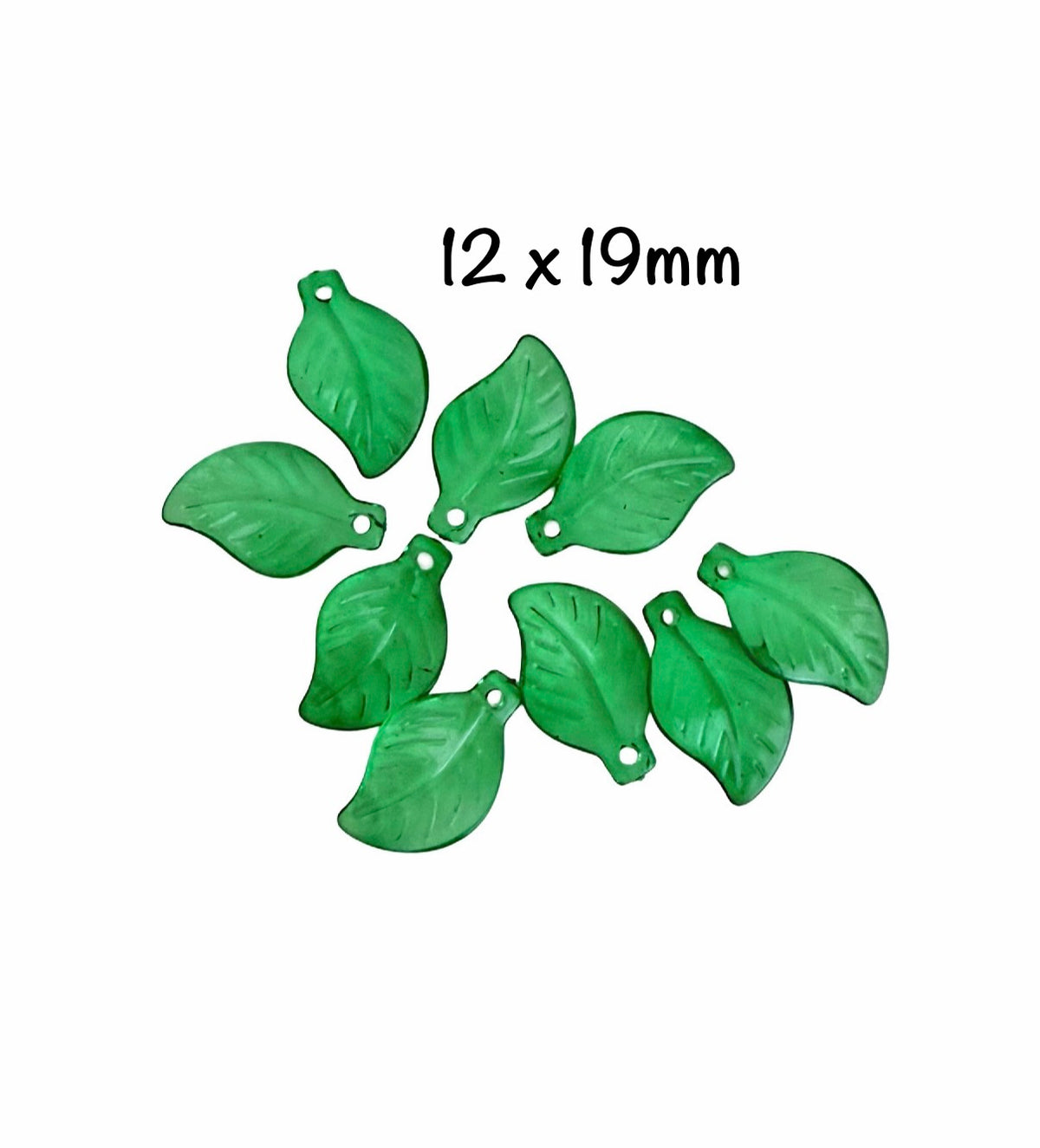 Acrylic Transparent Green Leaf Beads • 8x13mm & 12x19mm • Green Leaf Beads for Jewelry Making & Crafts