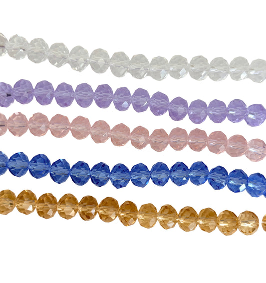 8mm Faceted Glass Crystal Beads • Sparkling Rondelle Transparent Beads for Jewelry Making