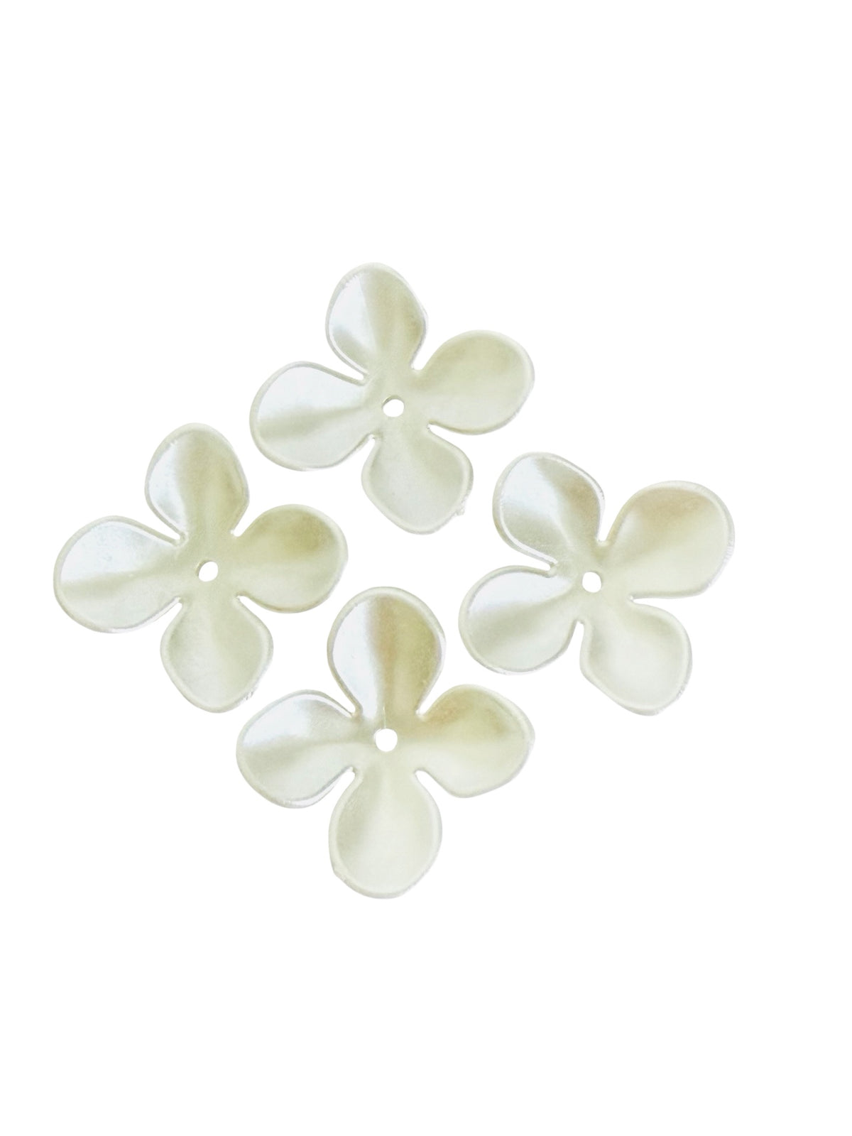 27mm Acrylic Faux Pearl 4-Petal Flower Beads • Large Flower Beads for Jewelry Making & Crafts
