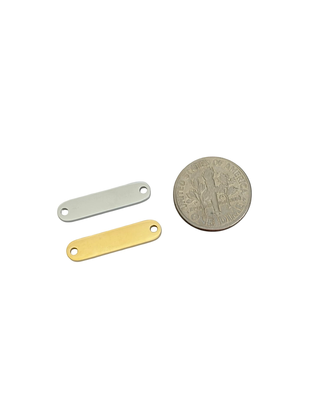 Polished Mini Oval Blank Bar Charm • 5mm x 22mm Stainless Steel or Gold Over Stainless Steel • Engravable Bar Pendant