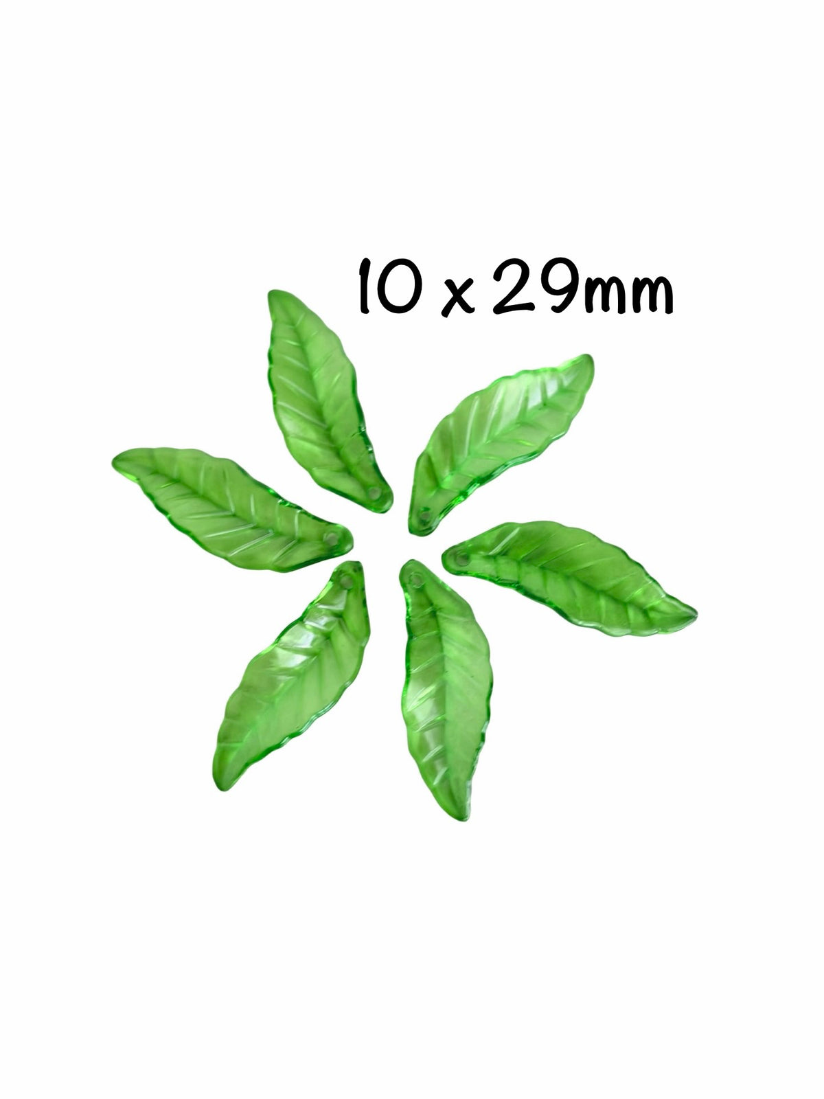 Acrylic Transparent Green Leaf Beads • Green Leaf Beads for Jewelry Making & Crafts • 17x24mm or 10x29mm