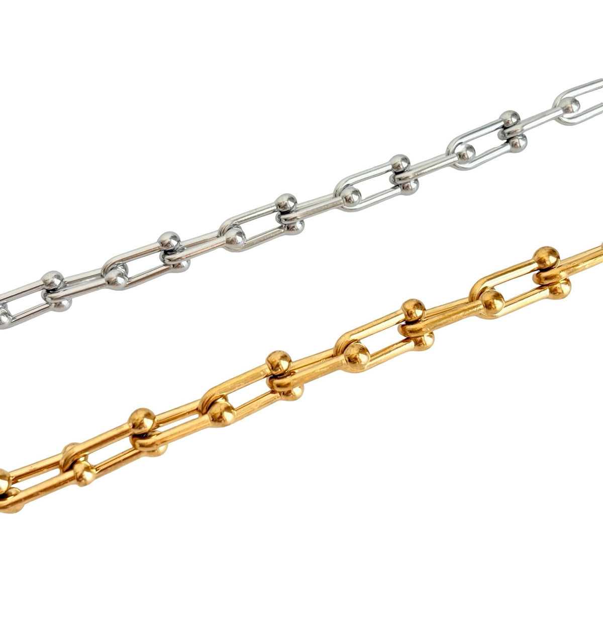 Chunky U Shape Chain Sold by Foot • Stainless Steel • Gold over Stainless Steel