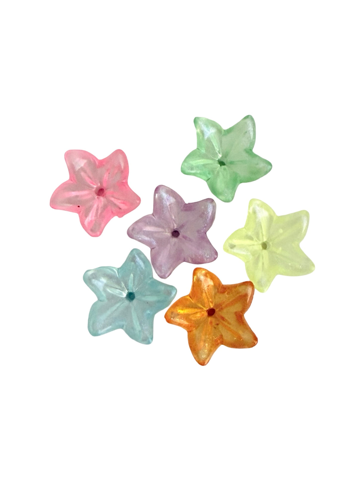 Acrylic 5-Petal Star Flower Beads • Transparent Pastel or Bright Colors • Floral Beads for Jewelry Making & Crafts