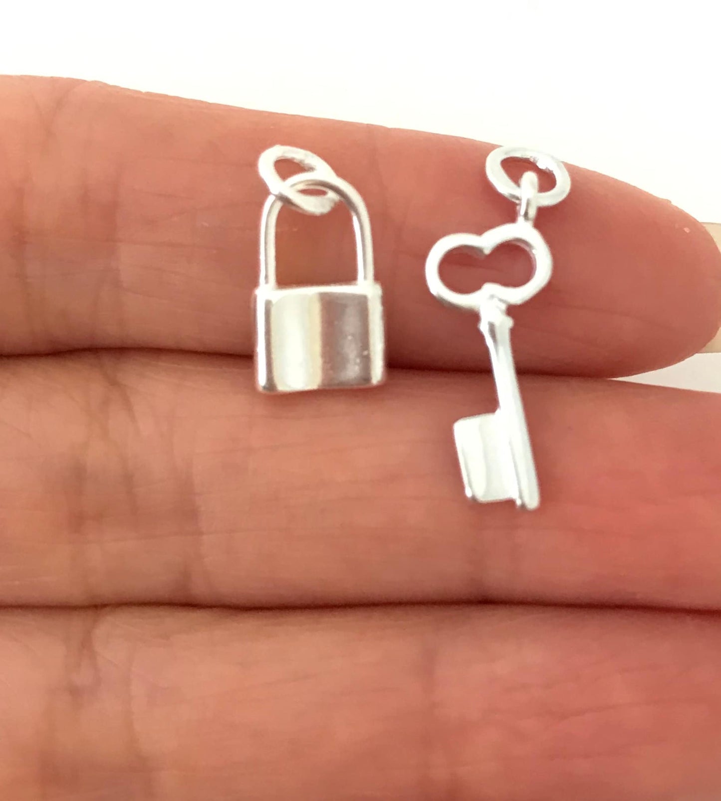 Sterling Silver Key and Lock Charm Set