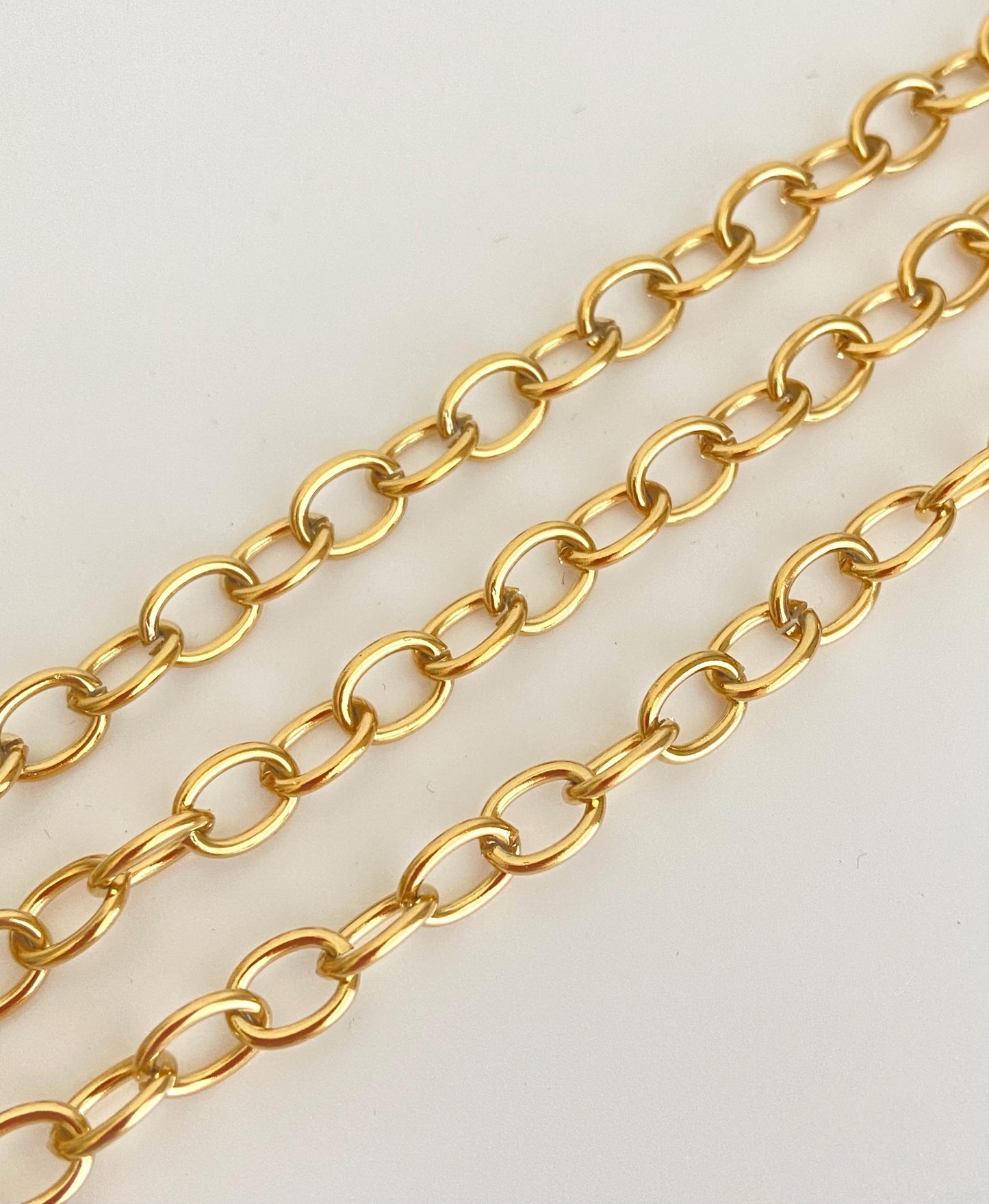 6x8mm 18K Gold Over Stainless Steel Oval Chain • Jewelry Chain by the Foot for DIY Crafting & Supplies