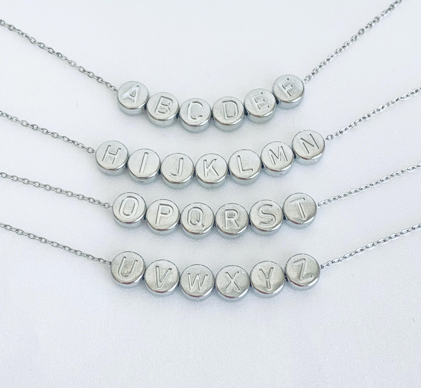 6mm Stainless Steel Round Initial Bead • Alphabet Letter Bead for Jewelry Making, Stainless Steel or Gold Over Stainless Steel