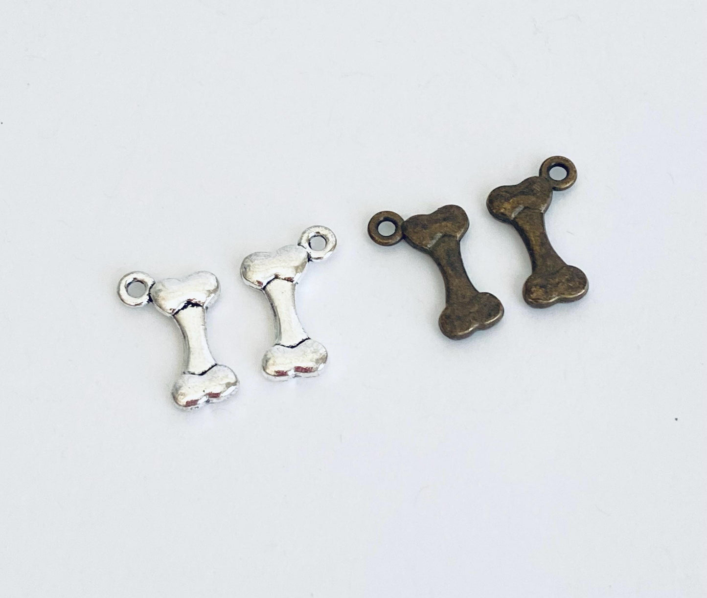 Tiny Dog Bone Charm (Silver or Dark Bronze)