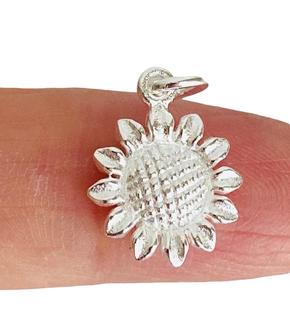 Sterling Silver Sunflower Charm • Sold Individually